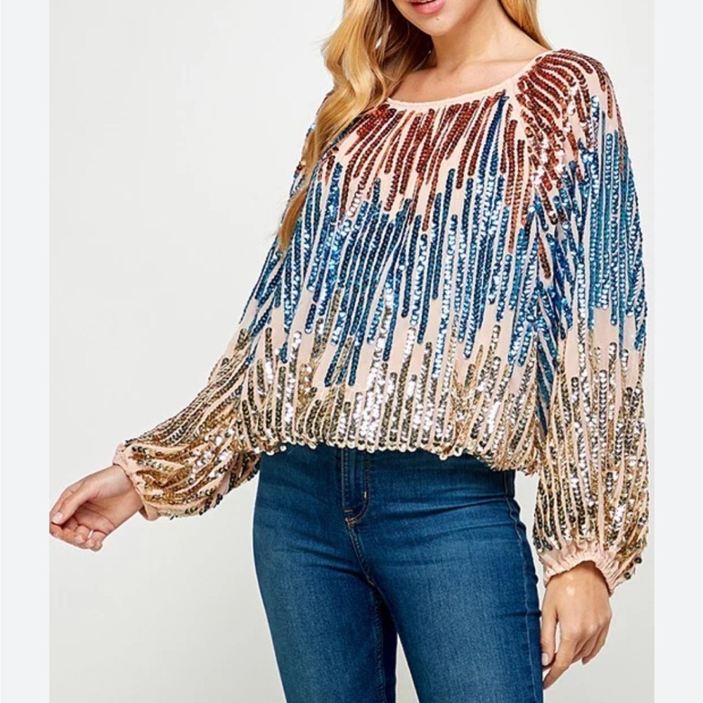 See and Be Seen sequin blouse M/L